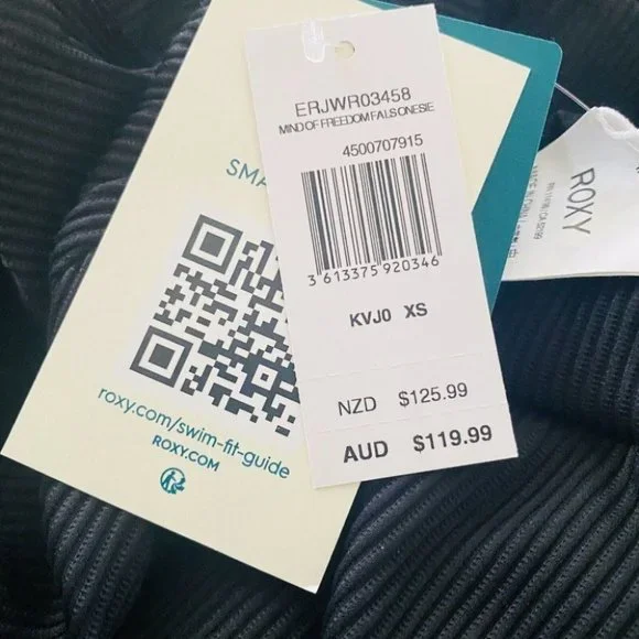 Roxy BNWT Mind Of Freedom Black Long Sleeve One Piece Swimsuit Women's Size XS - Picture 9 of 9